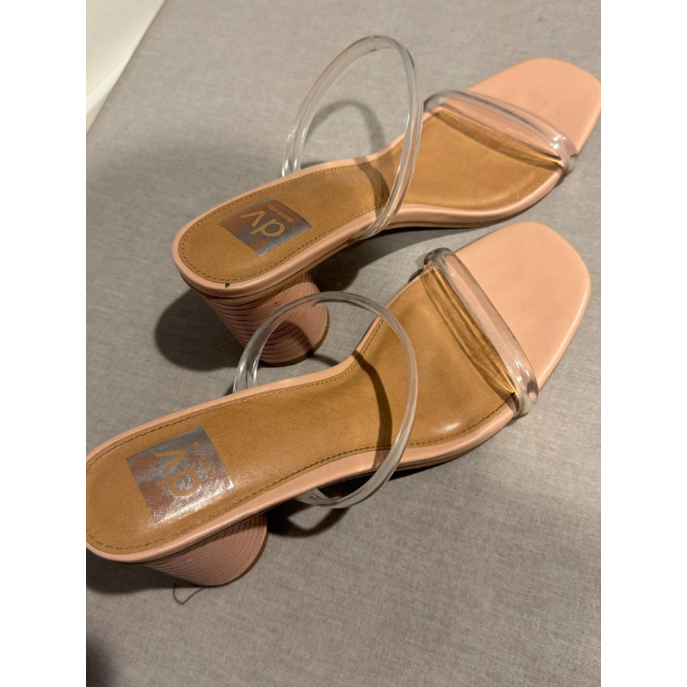 Women's Dolce Vita Nude Clear Strap Block Heel Sandals Size 9 - Picture 2 of 10